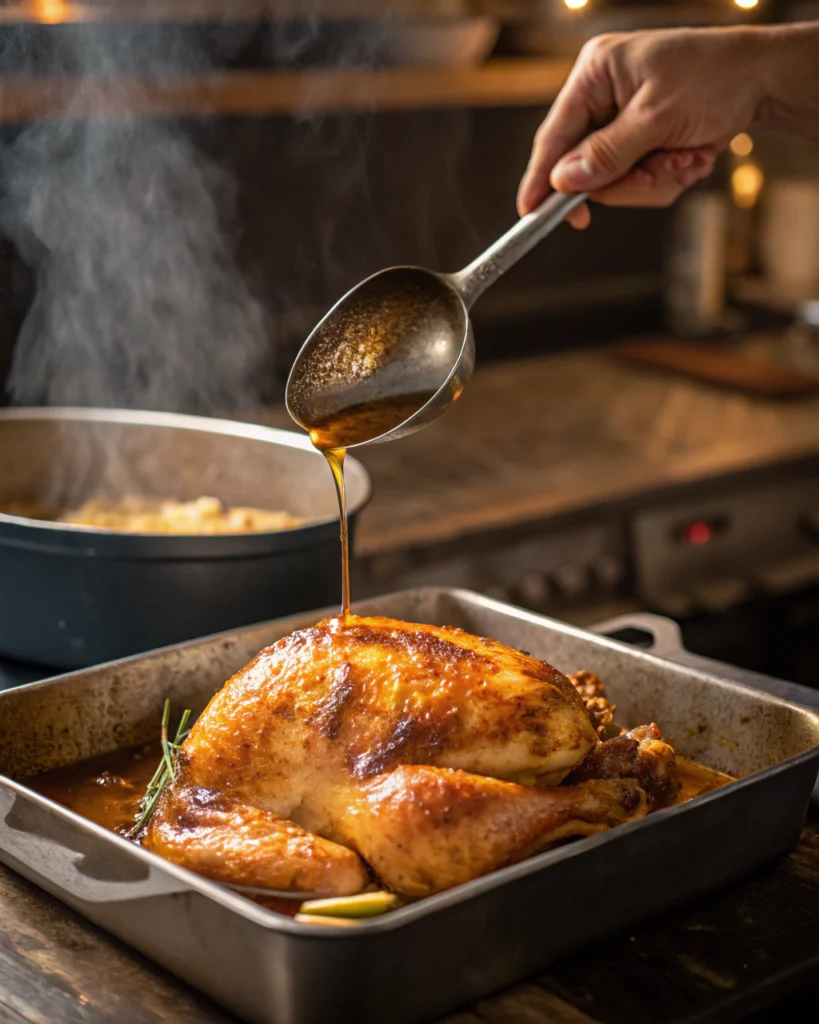 Continuer la cuisson en arrosant