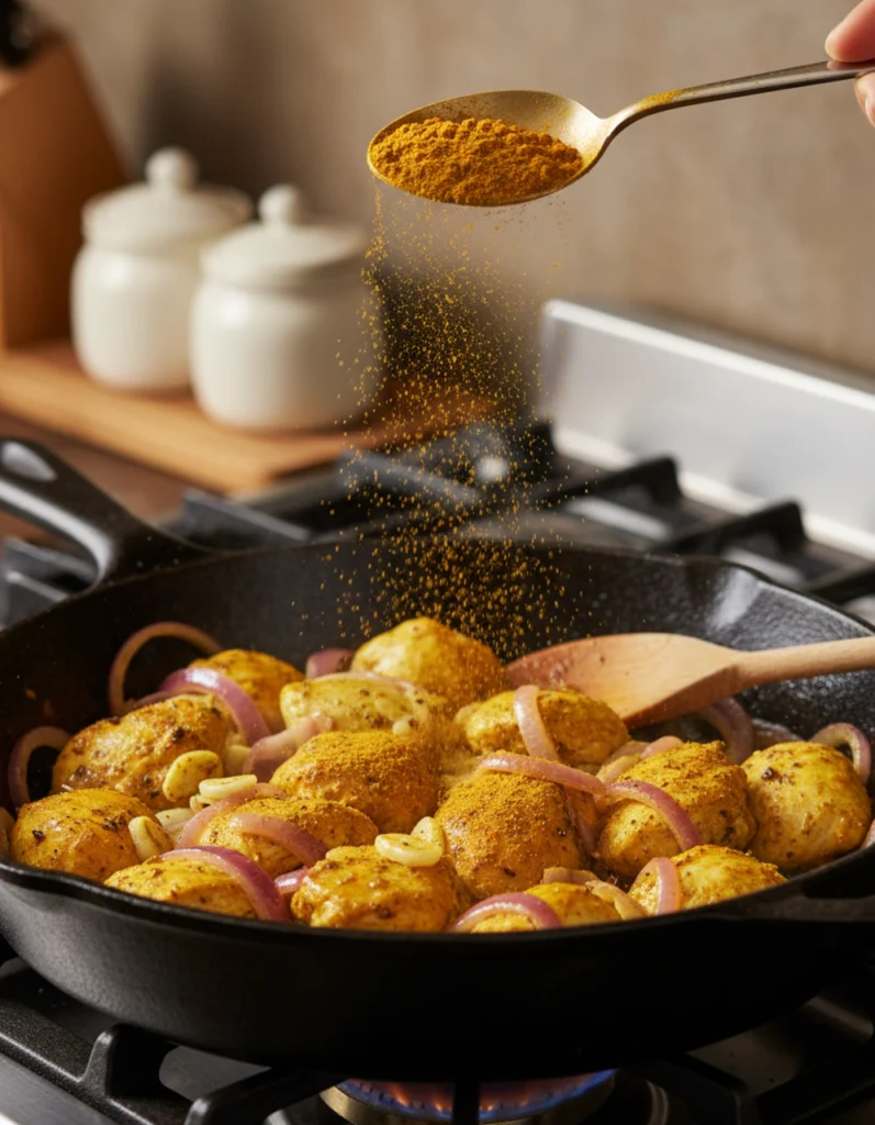 Poulet au curry crémeux