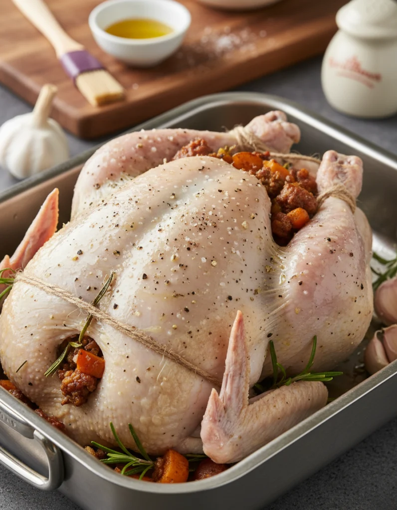 Poulet farci au four