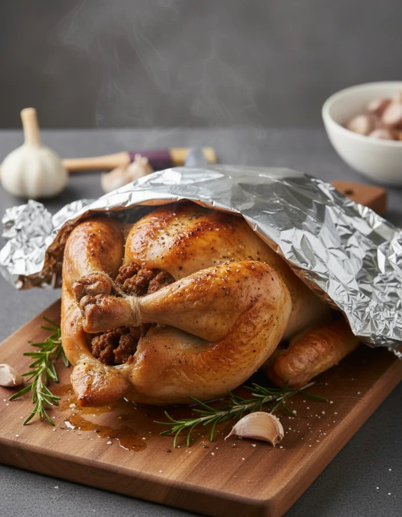 Poulet farci au four