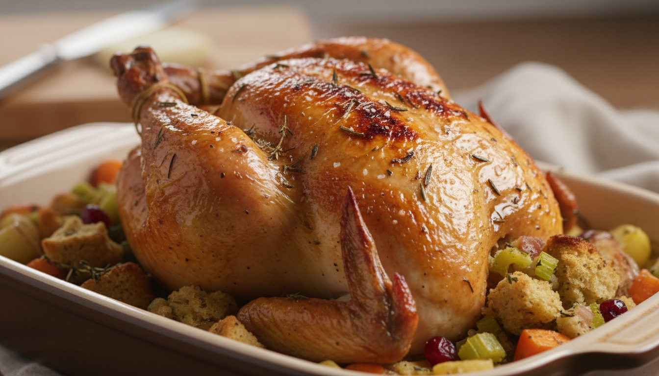 Poulet farci au four