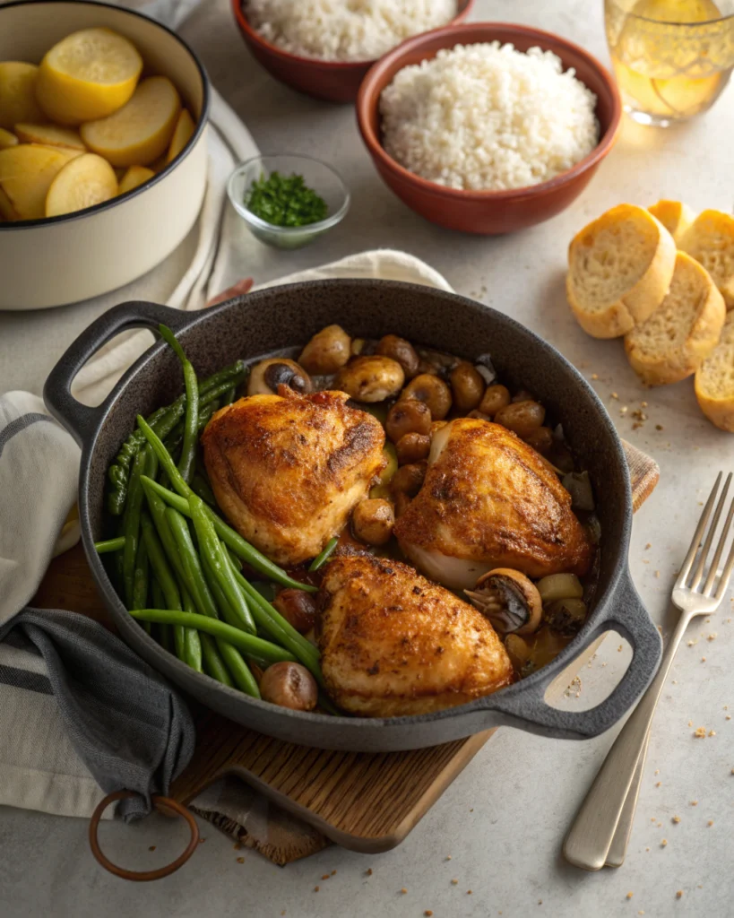 Poulet rôti champignons