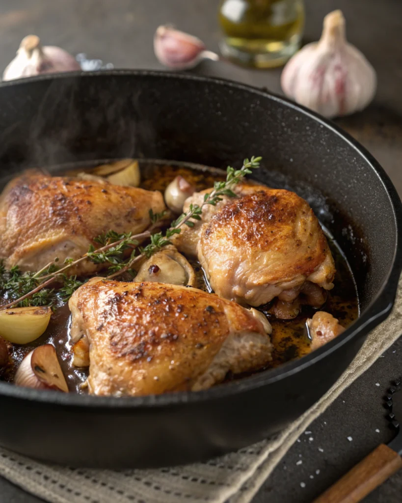 Poulet rôti champignons