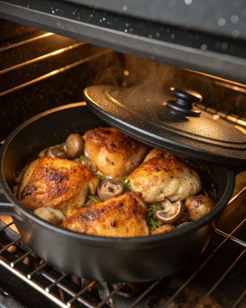 Poulet rôti champignons