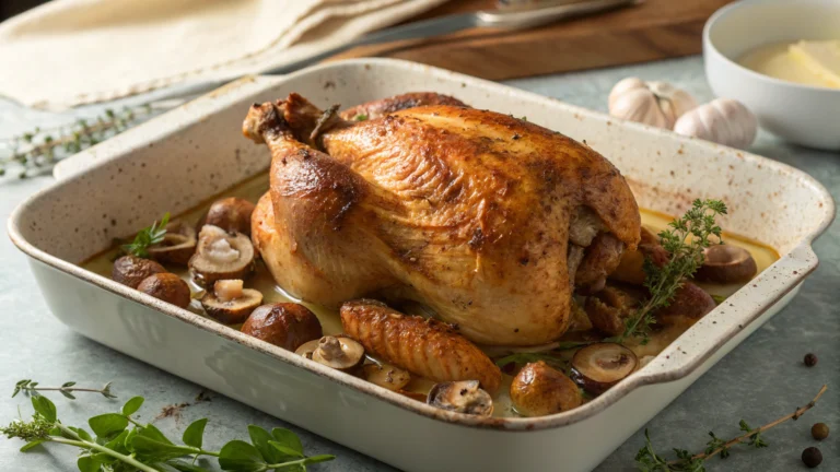 Poulet rôti champignons