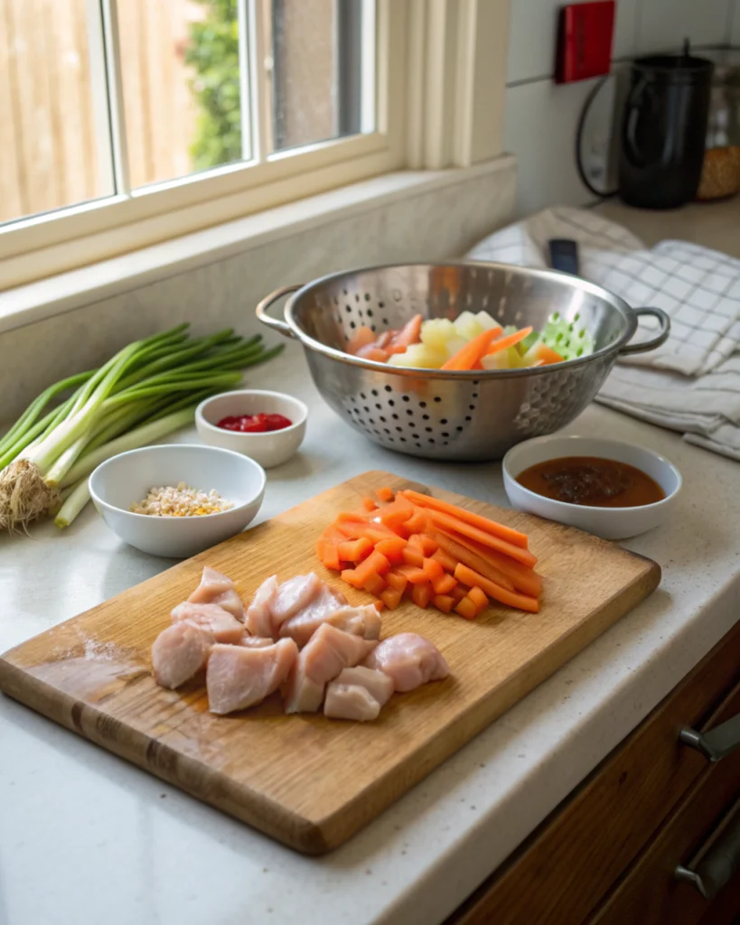 nouilles sautées au poulet