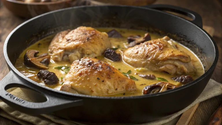 poulet vin jaune morilles