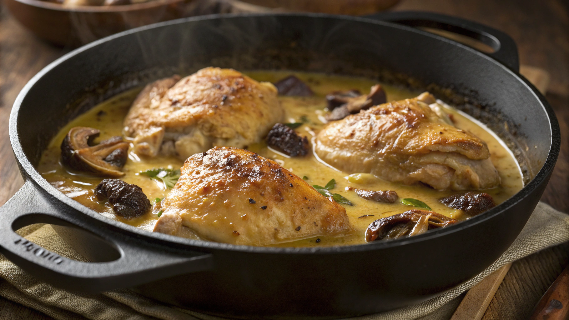 poulet vin jaune morilles