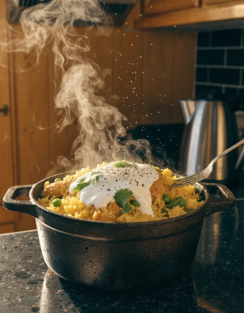 Versez la crème fraîche sur le dessus